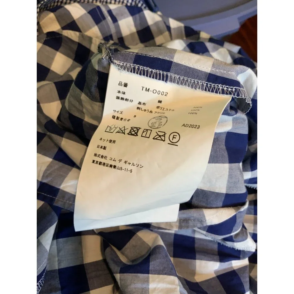 Comme Des Garcons Tao Blue & White Gingham Plaid Embroidered Dress Sz Small NWT - Picture 8 of 9
